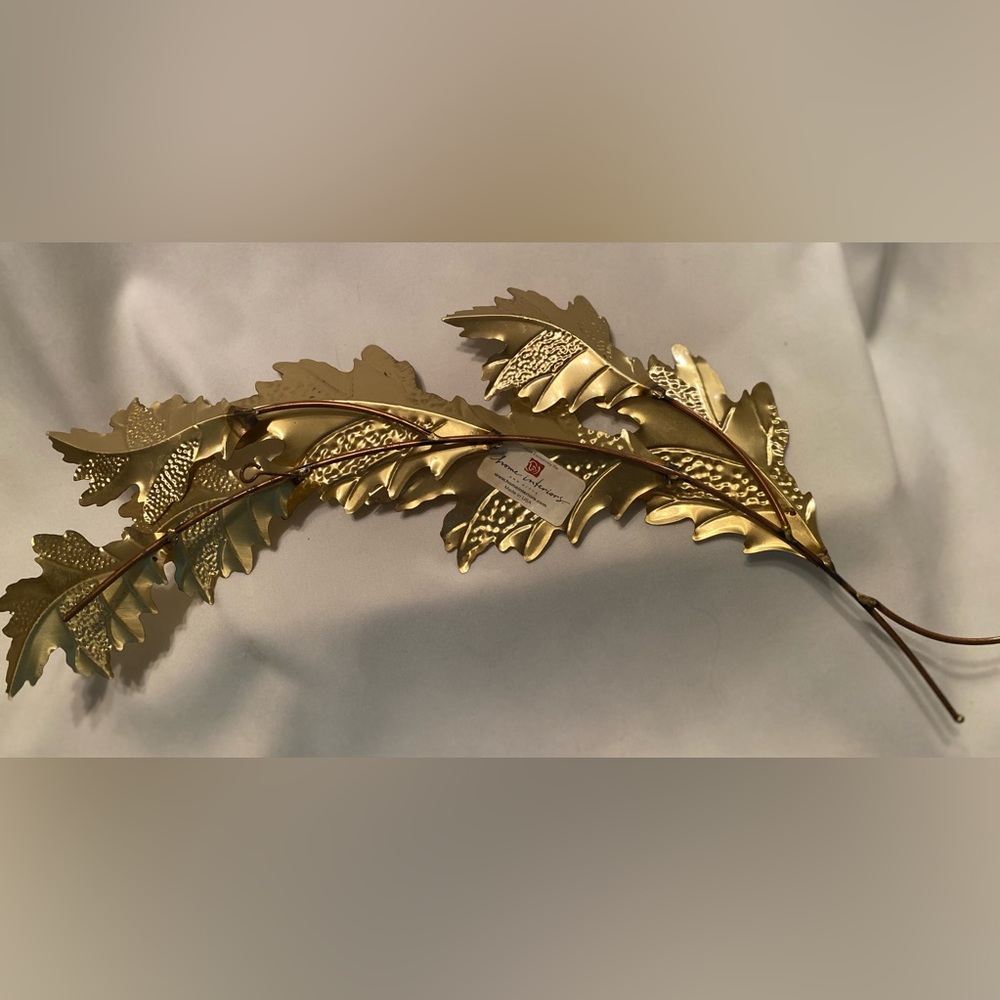 2 Vintage Home Interiors Metal Gold Tone Leaf Leaves Wall Hanging Art Decor Home - Picture 8 of 9